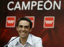 Contador sonr&iacute;e durante la rueda de prensa.la Comunidad de Madrid.