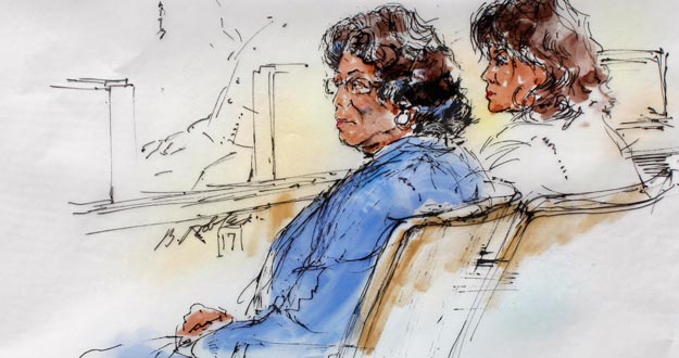 Courtroom sketch of Katherine Jackson and Rebbie Jackson in Los Angeles