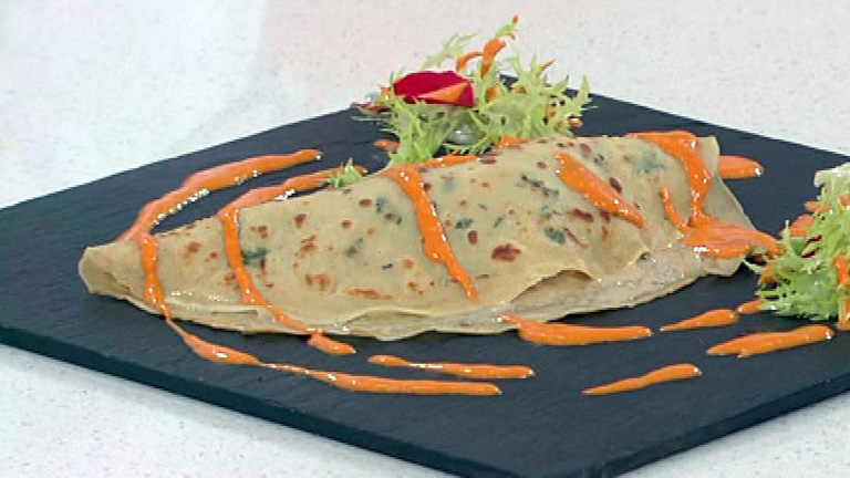 Crepes rellenos de gambas 