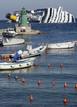 A cruise ship that ran aground is seen off the west coast of Italy at Giglio island