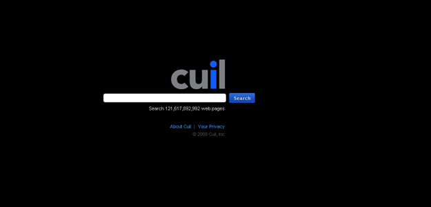 Cuil se presenta con fondo negro y con aparentemente menos opciones de b&uacute;squeda que Google.
