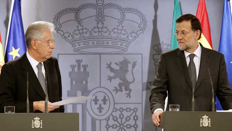 Rajoy y Monti buscan una salida com&uacute;n a la crisis