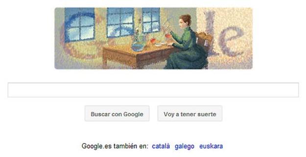 El 'doodle' de Google rinde homenaje a una de las cient&iacute;ficas m&aacute;s prestigiosas del mundo, Marie Curie