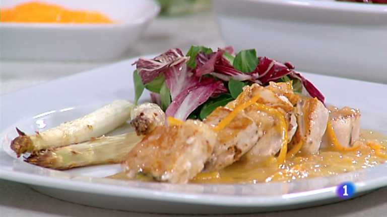 Cocina con Sergio - Dados de emperador con espárragos al horno 