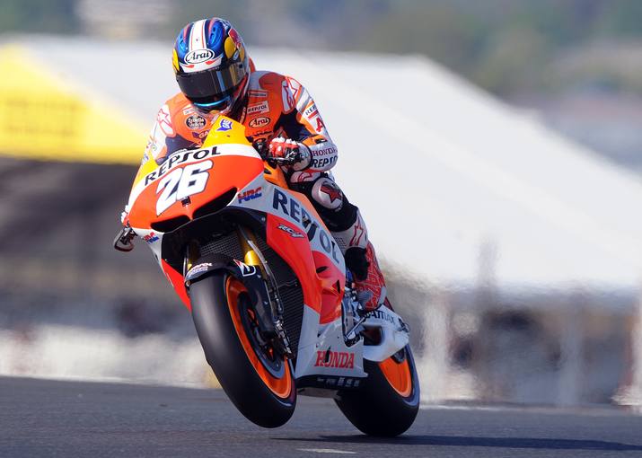 Dani Pedrosa conduce su Honda en el circuito franc&eacute;s de Le Mans