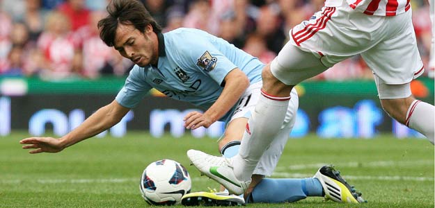 David Silva en una imagen del partido de la Premier entre el Manchester City y el Stoke. David Silva en una imagen del partido de la Premier entre el Manchester City y el Stoke.
