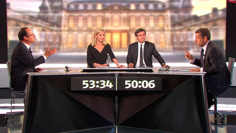 La economia y el papel de Francia en Europa centran el debate entre Sarkozy y Hollande