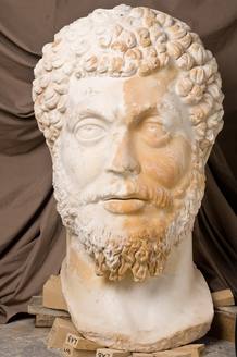 Detalle de la cabeza de la estatua de Marco Aurelio hallada en Sagalassos.