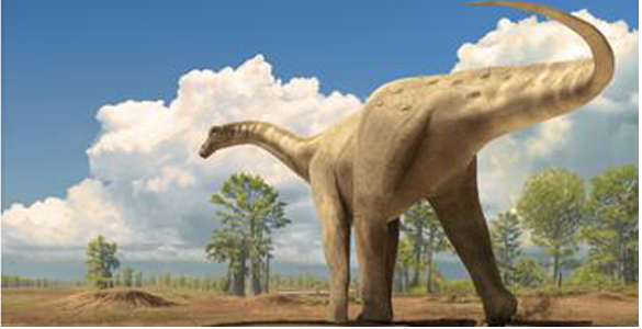 Reconstrucci&oacute;n de un dinosaruio de la familia titanosaurio, que seg&uacute;n la investigaci&oacute;n se extinguieron repentinamente