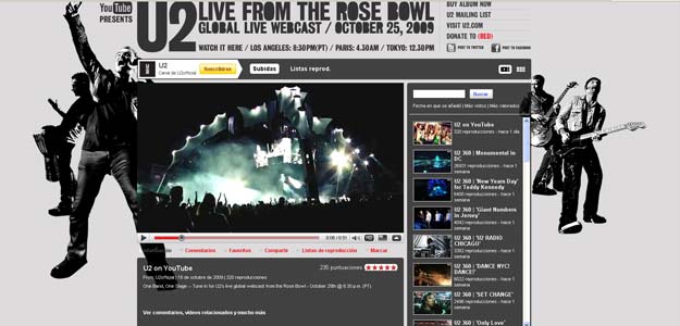 U2 en directo por YouTube