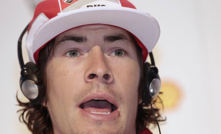 Ducati MotoGP rider Hayden of the U.S. attends a news conference at the "Wrooom, F1 and MotoGP Press Ski Meeting" in Madonna di Campiglio