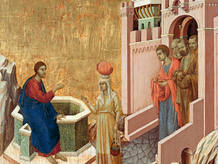 Duccio di Bouninsegna. 'Cristo y la samaritana' (1310-1311). Museo Thyssen-Bornemisza, Madrid