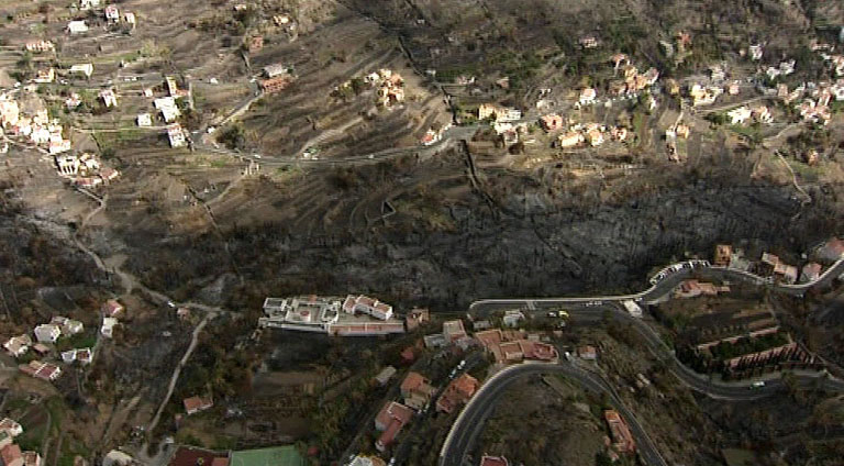 800 hect&aacute;reas de bosque afectados en el incendio de La Gomera