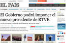 Portada de El Pa&iacute;s sobre el cambio en la elecci&oacute;n del presiente de RTVE anunciado por el Gobierno.