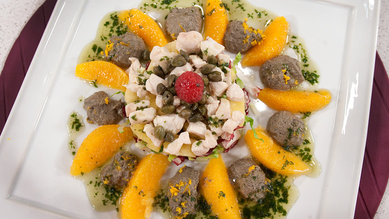 Saber cocinar - Ensalada de ave con naranja y pat&eacute; de aceitunas
