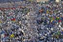 Muslim pilgrims pray on the plains of Arafat during the annual haj pilgrimage, outside the holy city of Mecca