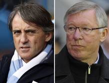 Los entrenadores del Manchester United y del City Los entrenadores del Manchester United y del City