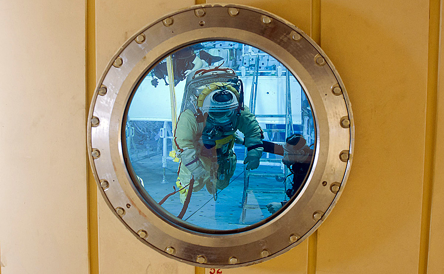 Entrenando para el espacio bajo el agua