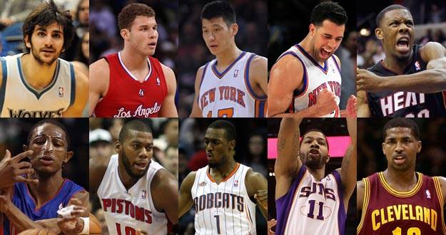 El equipo de Ricky Rubio para el partido de los novatos de primer y segundo a&ntilde;o en el 'All Star 2012'.