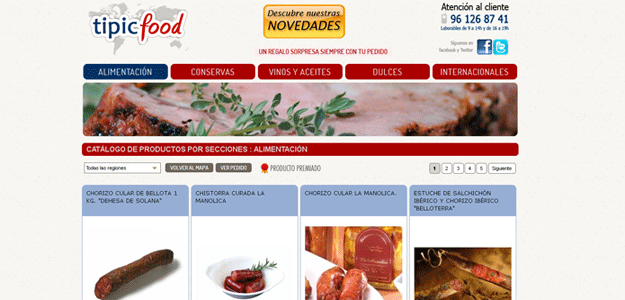 El escaparate de internet en el que Tipic Food vende alimentos t&iacute;picos espa&ntilde;oles