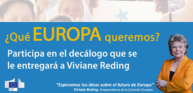 Eslógan de la consulta popular 'Qué Europa Queremos' de la Representación de la Comisión Europea en Madrid. Eslógan de la consulta popular 'Qué Europa Queremos' de la Representación de la Comisión Europea en Madrid.