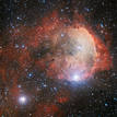 Esta nueva imagen muestra una guarder&iacute;a de estrellas llamada NGC 3324, una nebulosa con forma de rostro de perfil. Fue tomada utilizando el instrumento Wide Field Imager instalado en el telescopio MPG/ESO de 2,2 metros de ESO, en el observatorio de