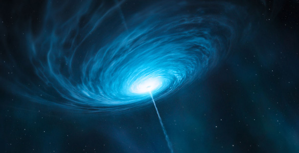 Recreaci&oacute;n art&iacute;stica del qu&aacute;sar 3C 279 observado por los astr&oacute;nomos