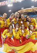 Las integrantes del equipo espa&ntilde;ol de nataci&oacute;n sincronizada celebran su medalla de bronce.
