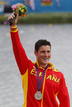 El espa&ntilde;ol David Cal, celebra su medalla de plata en C1 1.000 metros de pirag&uuml;ismo de los Juegos Ol&iacute;mpicos de Londres.