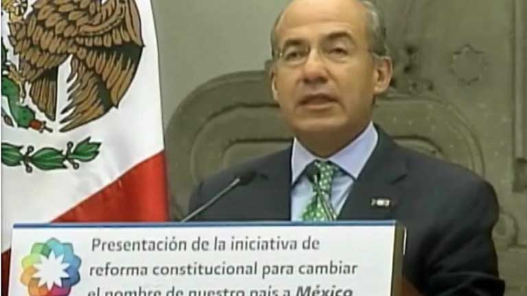 El presidente Calderón envía al Congreso una reforma constitucional para cambiar el nombre del país