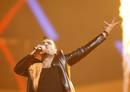 A member of Compact Disco of Hungary performs their song 