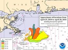 La Adminitraci&oacute;n Nacional de los Oc&eacute;anos y la Atm&oacute;sfera (NOAA, en ingl&eacute;s) hace un seguimiento diario de la evoluci&oacute;n de la mancha de fuel.