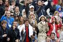 La familia de Rafa Nadal, su hermana Maria Isabel Nadal (C) y su novia Maria Francisca Perello, Xisca, celebrando el nuevo t&iacute;tulo conseguido por el tenista espa&ntilde;ol. Su s&eacute;ptimo Roland Garros.