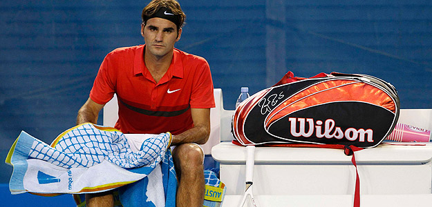 Federer, en un descanso de su partido debut en el Open de Australia.