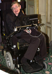 BRITISH SCIENTIST HAWKING ARRIVES FOR A NEWS CONFERENCE IN MUNICH. BRITISH SCIENTIST HAWKING ARRIVES FOR A NEWS CONFERENCE IN MUNICH.