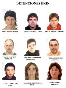 Fotograf&iacute;as facilitadas por la Guardia Civil de las nueve personas detenidas