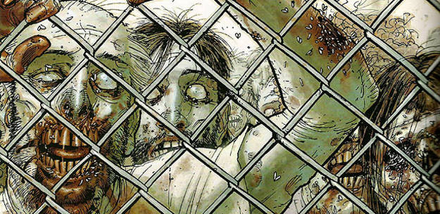 Fragmento de una portada de 'Los muertos vivientes', de Robert Kirkman, Charlie Adlard y Tony Moore Fragmento de una portada de 'Los muertos vivientes', de Robert Kirkman, Charlie Adlard y Tony Moore