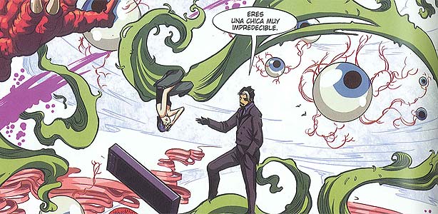 Fragmento de una vi&ntilde;eta de 'Extra&ntilde;o', de Mark Waid y Emma R&iacute;os