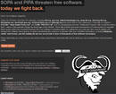 Mensaje contra la Ley SOPA de la web de la Free Software Foundation en su p&aacute;gina principal