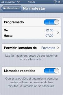 Funci&oacute;n 'No molestar' del iOS 6