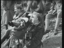 El General Franco, en el puesto de observación, durante la Batalla del Ebro