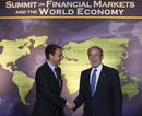 George W. Bush saluda a Jos&eacute; Luis Rodr&iacute;guez Zapatero a su llegada al encuentro del G20 en Washingnton
