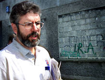 SINN FEIN PRESIDENT ADAMS LEAVES DUBLIN HEADQUARTERS.