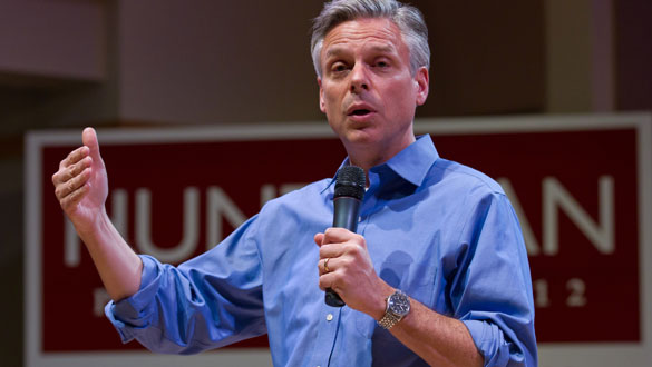 Huntsman, durante un acto de campa&ntilde;a en New Hampshire.