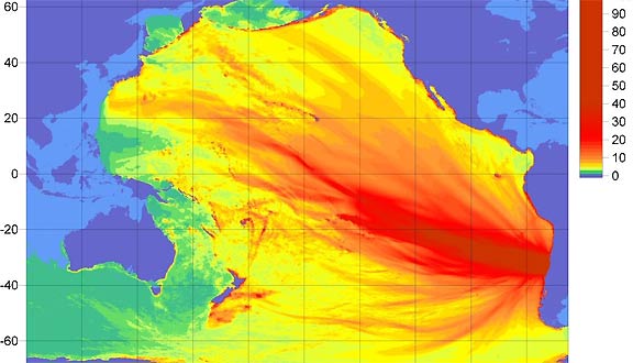 Gr&aacute;fico del tsunami provocado por el terremoto de Chile