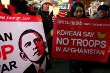 Grupos progresistas de Corea del Sur se manifestaron contra el env&iacute;o de tropas a Afganist&aacute;n coincidiendo con la llegada de Obama