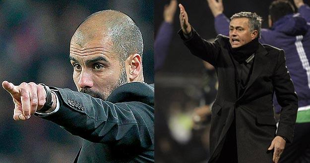 Guardiola, t&eacute;cnico del FC Barcelona, y Mourinho, entrenador del Real Madrid.