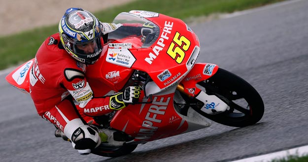 H&eacute;ctor Faubel rodando con la Kalex KTM en los entrenamientos de Moto3 en Misano