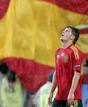 Un h&eacute;roe bajo la lluvia. El delantero de la selecci&oacute;n espa&ntilde;ola David Villa tras marcar el segundo gol a la selecci&oacute;n rusa.