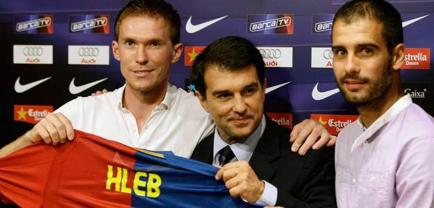 Hleb, el d&iacute;a de su presentaci&oacute;n con el FC Barcelona
